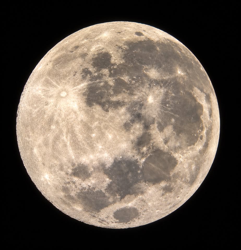 Luna piena fotografata al telescopio a Ponte Buggianese, in Toscana